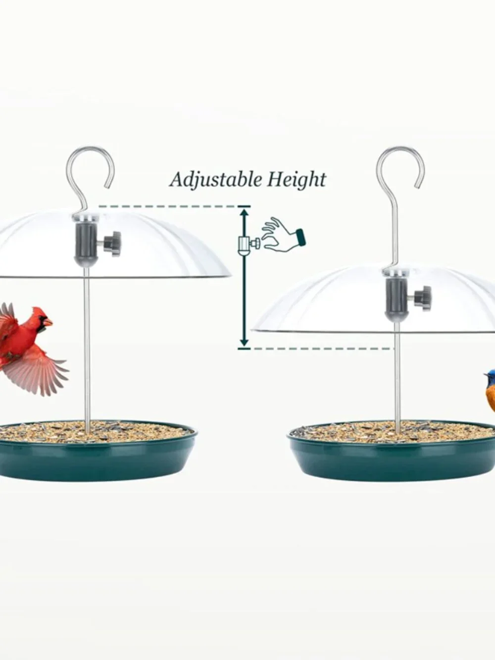 Outdoor Adjustable Platform Bird Feeder with Clear Dome(1 Pack)
